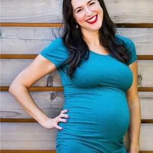 Isabel Maternity Green Knit Dress  - Small